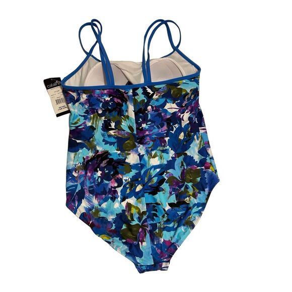 Catalina 1 Piece Tank Swimsuit Women’s Size 2X (18W-20W) Blue Floral Print NWT - Picture 5 of 10